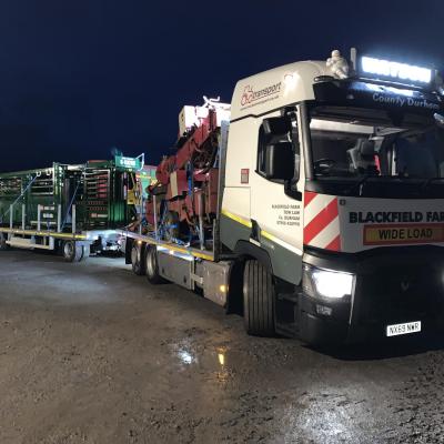 The New lorry about to set off on its maiden voyage some balers for shipping to Thailand and a cattle handling system