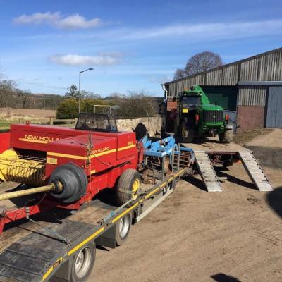 Loading machinery purchased at a farm sale near st bozwells