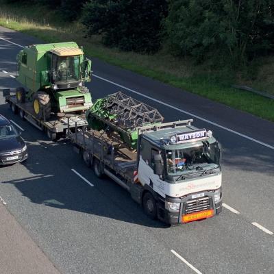 Dave heading north on the M74 loaded with a combine for the Isle of Bute