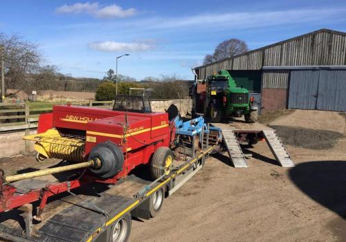 Loading machinery purchased at a farm sale near st bozwells